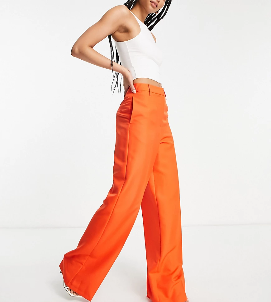 ASOS DESIGN Tall wide leg trouser in tomato-Red