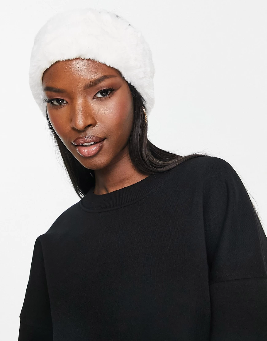 ASOS 4505 faux fur ski headband-White