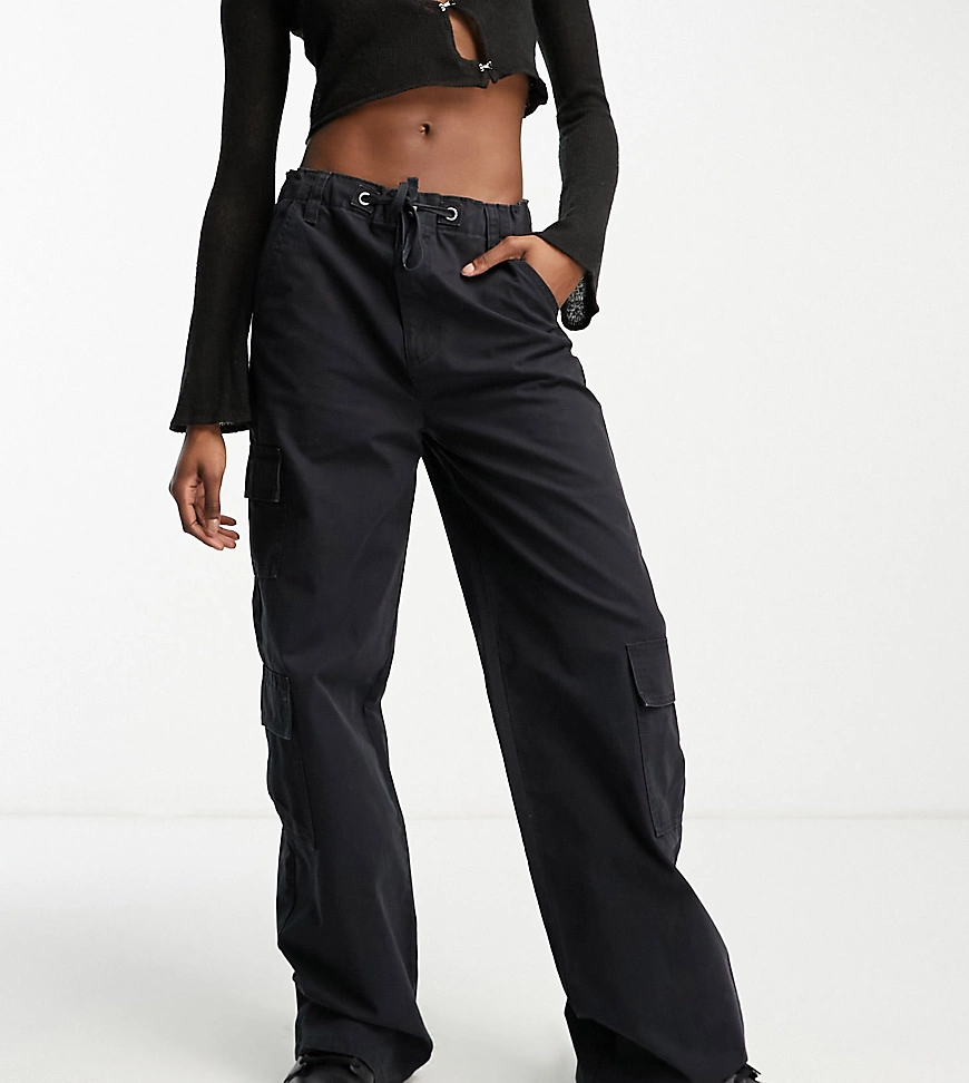 ASOS DESIGN Tall oversized cargo trouser with multi pocket in black