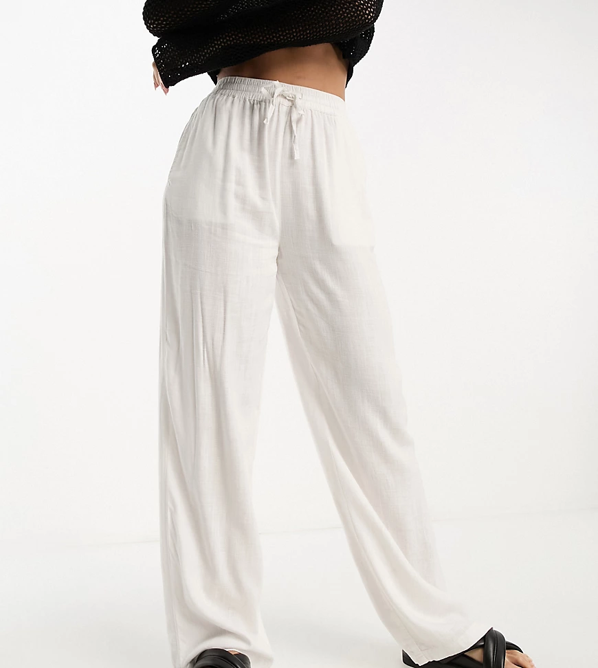 ASOS DESIGN Tall linen pull on trouser in off white