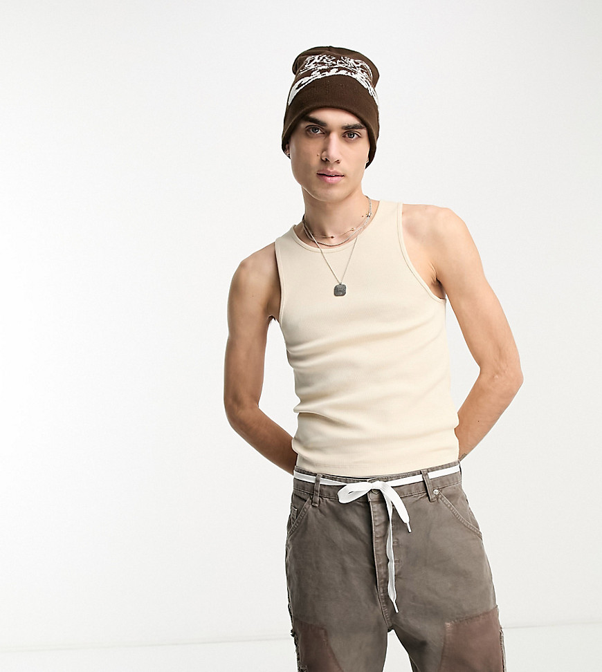 COLLUSION ribbed vest in stone-Neutral