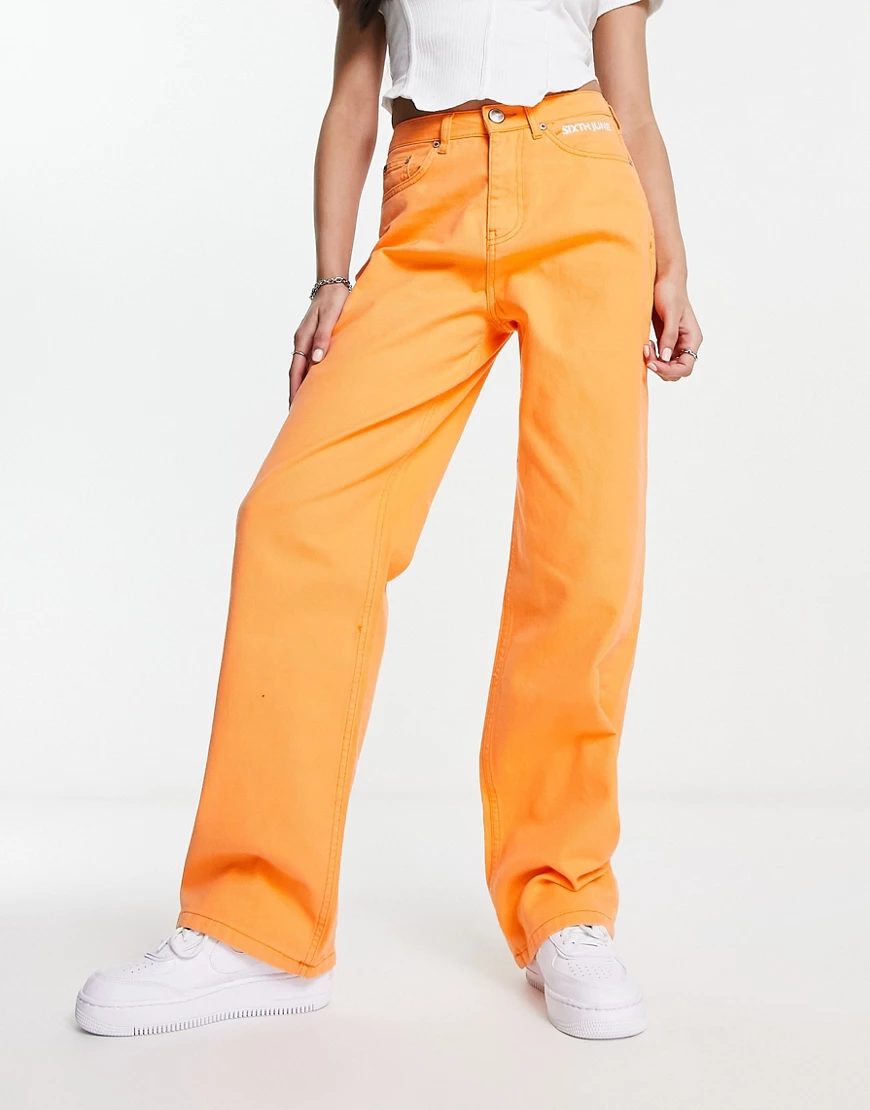 Sixth June denim slouchy jeans in orange