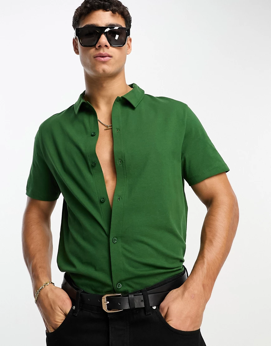 ASOS DESIGN jersey shirt in green