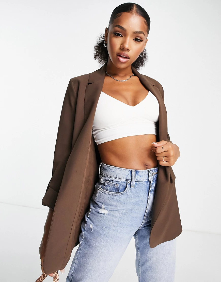 Pull & Bear co-ord blazer in brown