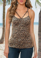 Leopard Ruffled Criss-Cross Camisole