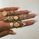 Vintage Rhinestone Ring Set - Gold