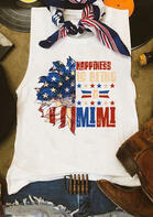 Happiness Is Being A Mimi Sunflower American Flag Tank - White