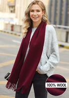 Feelily Solid Tassel Soft Classic 100% Wool Scarf