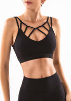 Hollow Out Quick-Drying Breathable Shock Absorbing Yoga Sports Bra - Black