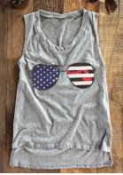 American Flag Glasses O-Neck Tank