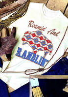 Roamin&#039; And Ramblin Aztec Geometric T-Shirt Tee - White