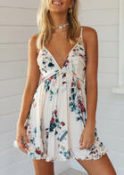 Floral Ruffled Open Back Mini Dress without Necklace - Apricot