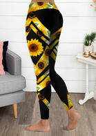 Sunflower Yoga Fitness Sports Activewear Leggings - Black