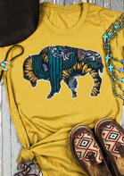 Sunflower Cactus Buffalo T-Shirt Tee - Yellow