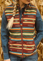 Color Block Serape Striped Geometric Sleeveless Vest Coat