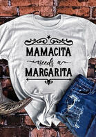 Mamacita Needs A Margarita Star T-Shirt Tee - Light Grey