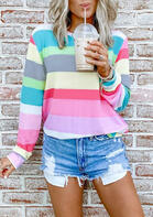 Striped Color Block Long Sleeve T-Shirt Tee