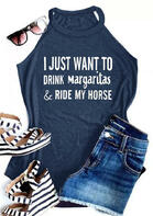 I Just Want To Drink Margaritas &amp; Ride My Horse Tank - Navy Blue