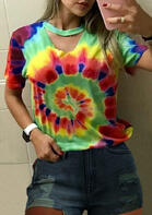 Tie Dye Hollow Out Blouse