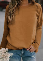 Long Sleeve O-Neck Sweatshirt - Brown