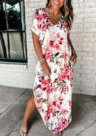 Presale - Floral Asymmetric Slit Maxi Dress - White