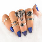 7Pcs Beading Leaf Elephant Ring Set