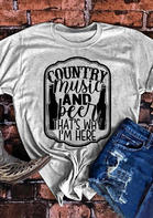 Country Music And Beer O-Neck T-Shirt Tee - Gray