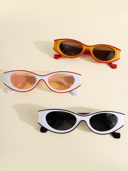 Yoins 1pc Acrylic Cat-eye Frame Color Block Sunglasses