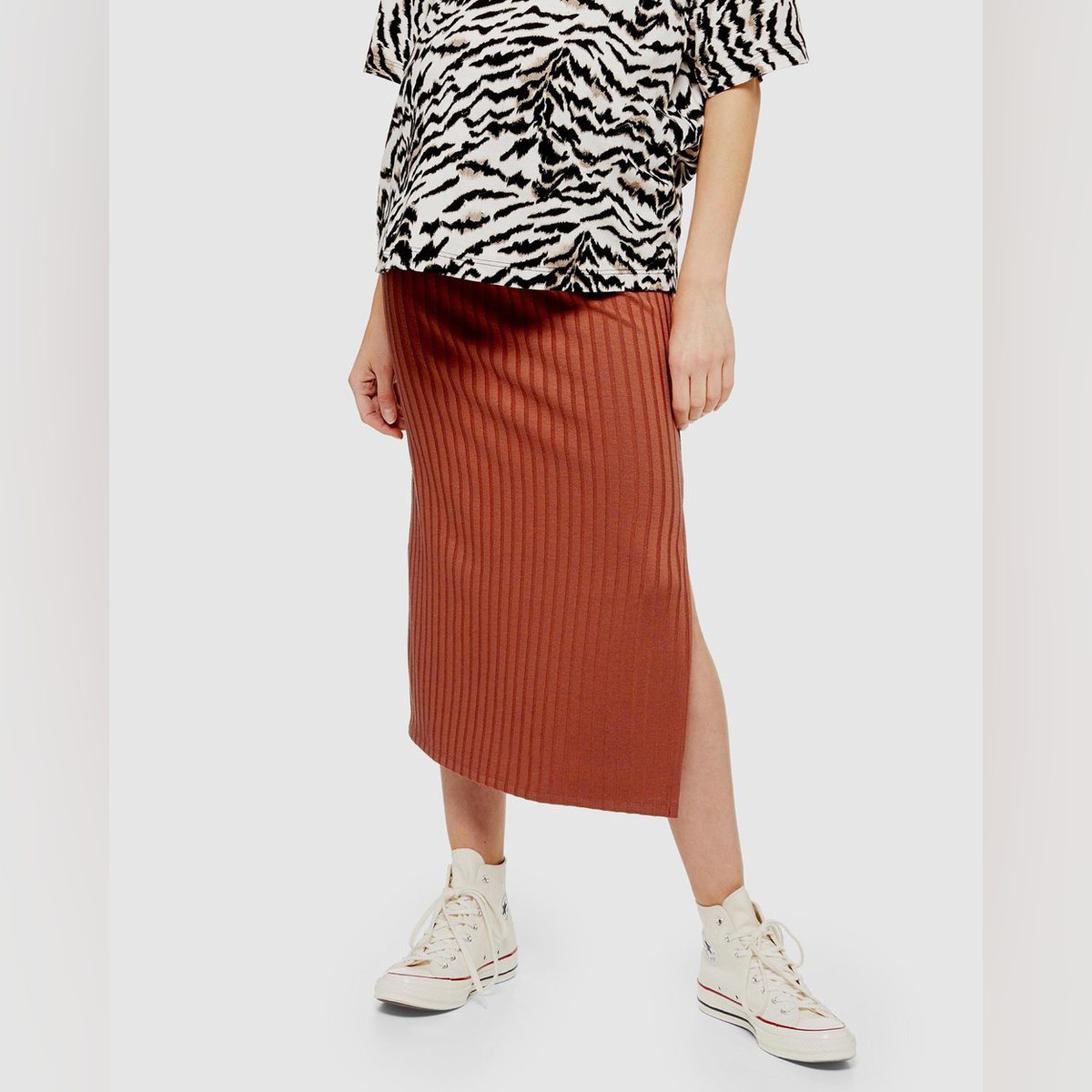 Ribbed Midi Skirt