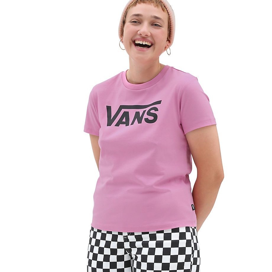 VANS Flying V Crew T-shirt (cyclamen) Women Pink, Size XL