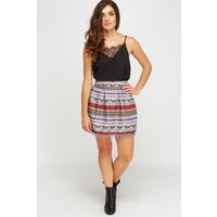 Mix Print Box Pleat Skirt