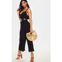 Black Woven Culotte Slouchy Jumpsuit