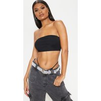 Basic Black  Rib Bandeau Crop Top