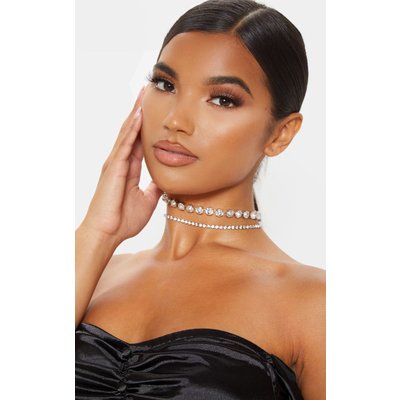 Silver Double Diamante Choker Two Pack