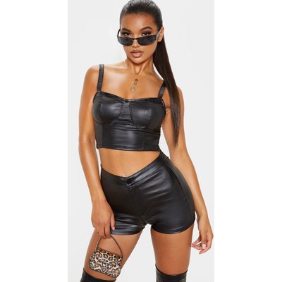 Black Coated Cropped Bralet