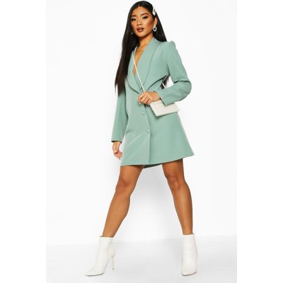 Button Down Longline Blazer Dress, Green