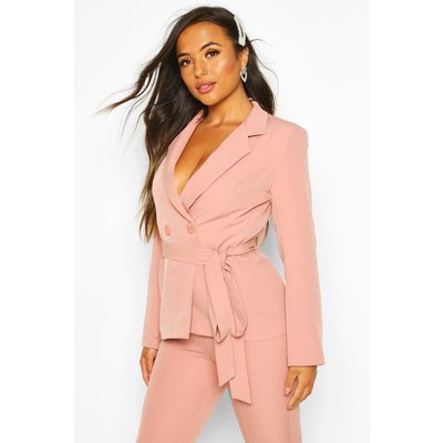 Petite Wrap Around Belted Blazer, Pink