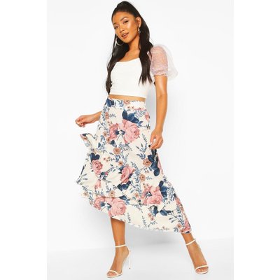 Floral Layered Midi Skirt, Pink