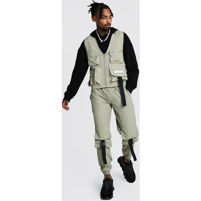 Mens Green Utility Vest & Trouser Co-ord, Green