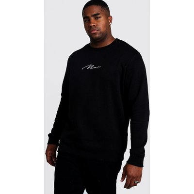 Mens Black Big and Tall MAN Script jumper, Black