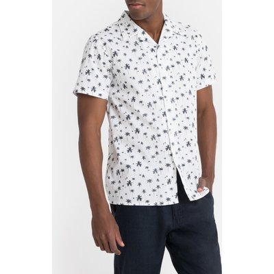 Cotton Palm Tree Print Short-Sleeved Shirt