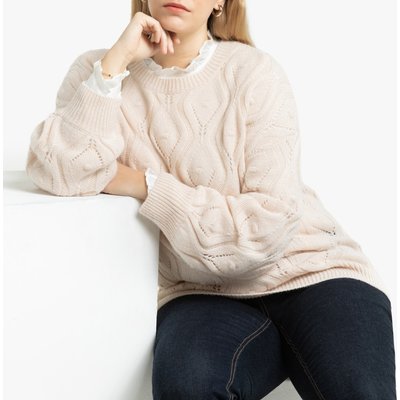 Pullover mit rundem Ausschnitt, Grobstrick, Pointelle-Muster