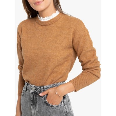 Ruffled Shirt Collar Jumper in Fine Knit