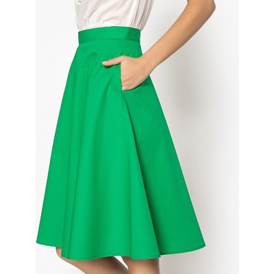 Poplin Flared Midi Skirt