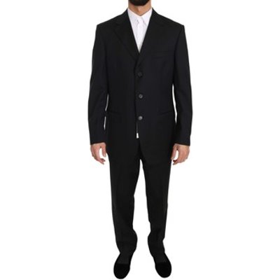 Z Zegna  Black Two Piece 3 Button Wool Suit  men's  in multicolour