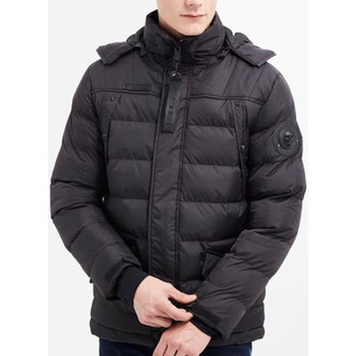 Rg 512  Long down jacket with hood  men's Jacket in Black