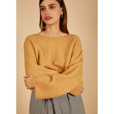 Frnch  NELSA knit long-sleeved crew neck sweater  women's Sweater in Yellow