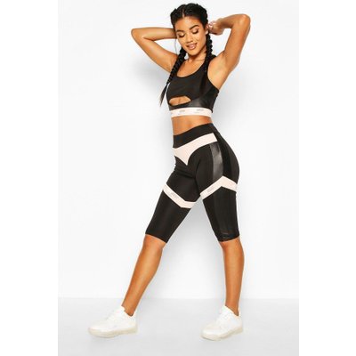 Fit Booty Boost Träningsset Med Wet Look-Paneler, Black