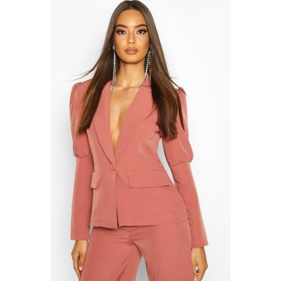 Puff Sleeve Tailored Blazer, Pink