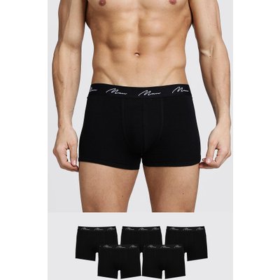 Mens Black 5 Pack MAN Signature Trunks, Black